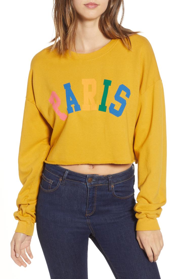 Women's Day Paris Cutoff Sweatshirt - Yellow