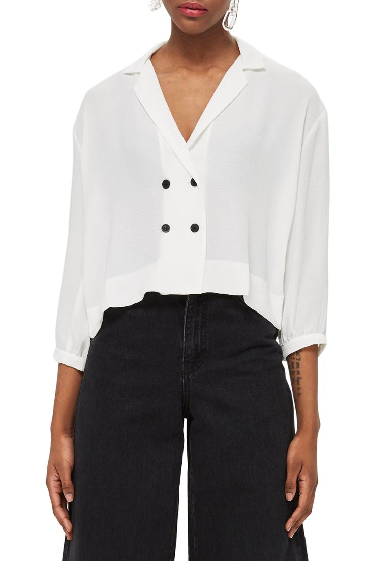 Women's Topshop Taylor Button Down Blouse Us (fits Like 0-2) - Ivory