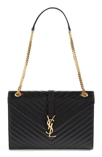 Saint Laurent 'monogram' Leather Shoulder Bag - Black