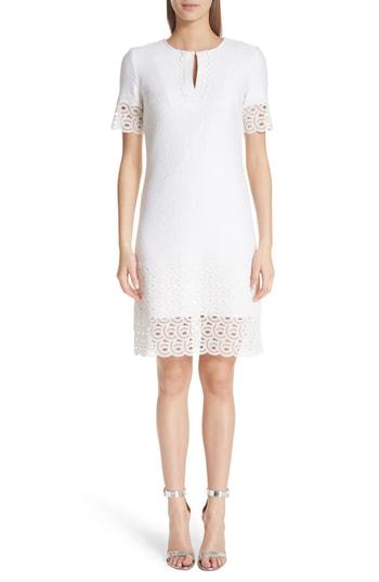 Women's St. John Collection Lace Trim Caris Knit Dress - White