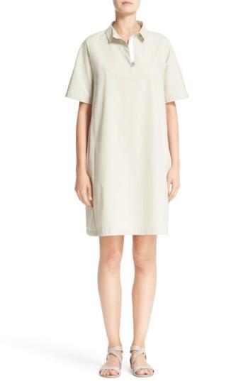 Women's Fabiana Filippi Grosgrain Trim Shirtdress Us / 46 It - Beige