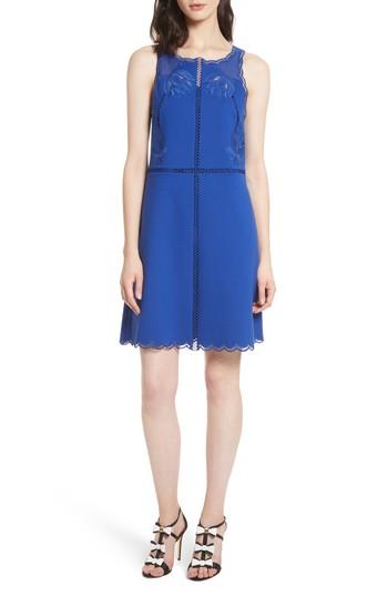 Women's Ted Baker London Codi Embroidered Scallop A-line Dress