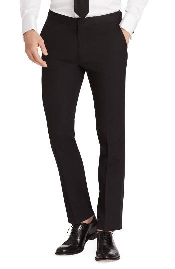 Men's Bonobos Flat Front Stretch Wool Tuxedo Trousers X 37 - Black