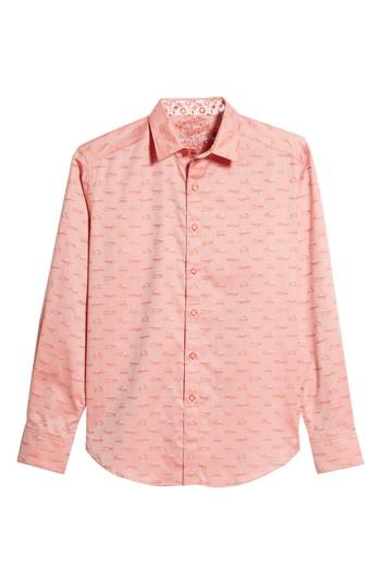 Men's Robert Graham Car Enthusiast Jacquard Sport Shirt, Size - Red