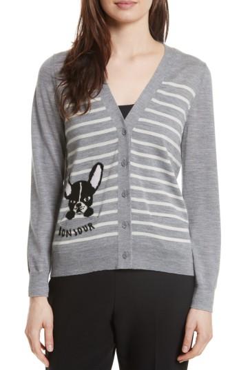 Women's Kate Spade New York Frenchie Stripe Cardigan - Grey