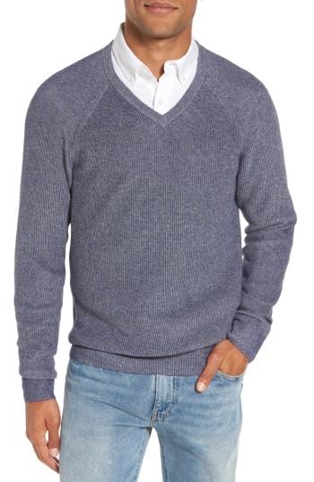 Men's Nordstrom Men's Shop Supima Cotton V-neck Sweater - Blue