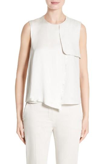 Women's Max Mara Vezzano Satin & Linen Shell - Brown