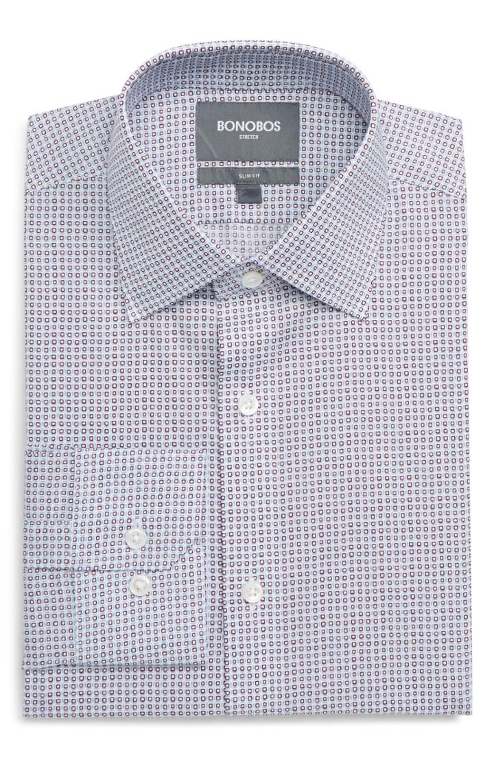Men's Bonobos Jetsetter Slim Fit Stretch Geometric Dress Shirt 33 - Purple