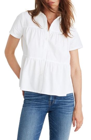 Women's Madewell Studio Ruffle Hem Top - White