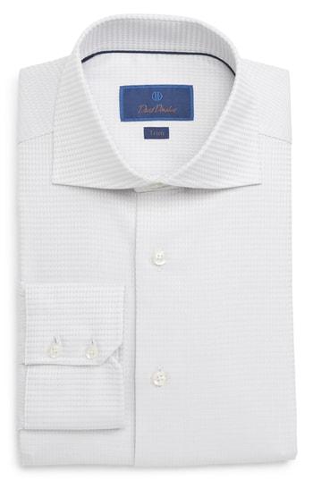 Men's David Donahue Trim Fit Solid Dress Shirt - 34/35 - Grey