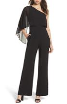 Women's Vince Camuto Cape Overlay One-shoulder Jumpsuit - Black