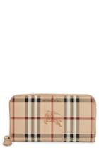 Burberry Elmore Haymarket Check Coated Canvas & Leather Zip Around Wallet -