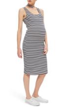 Women's Topshop Stripe Midi Body-con Maternity Dress Us (fits Like 0-2) - Ivory