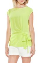Women's Vince Camuto Side Tie Ruched Stretch Crepe Top, Size - Green