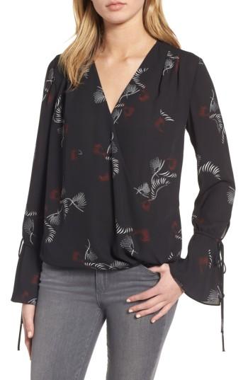 Women's Trouve Surplice Tie Sleeve Top - Black