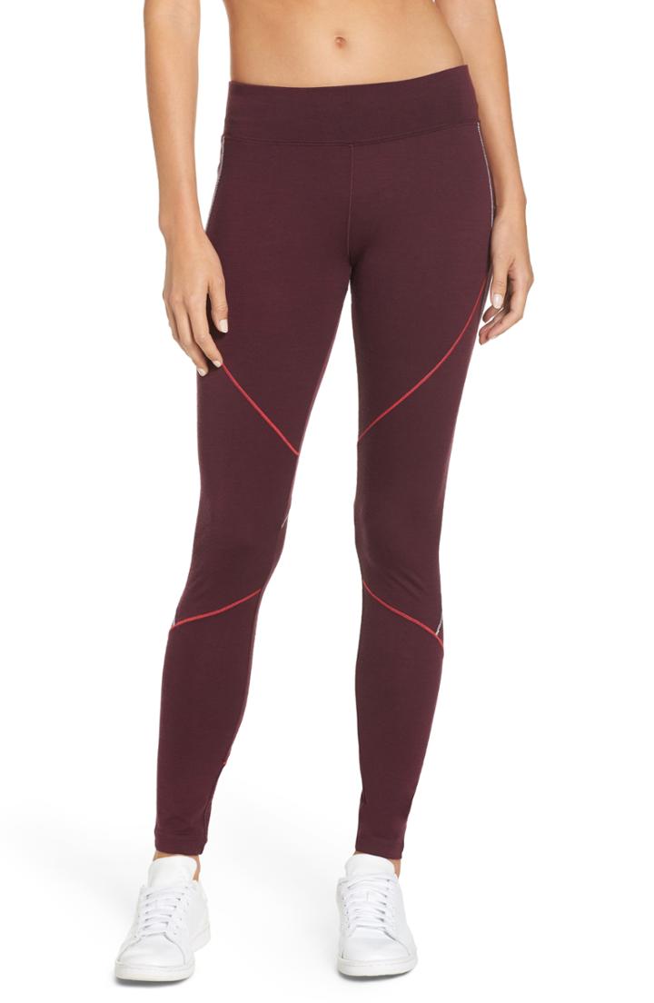Women's Icebreaker 200 Oasis Deluxe Wool Jersey Base Layer Leggings - Burgundy