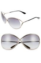 Women's Tom Ford Miranda 68mm Open Temple Oversize Metal Sunglasses - Shiny Rose Gold/ Grad Smoke