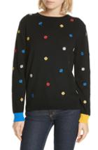 Women's Chinti & Parker Embroidered Clover Cashmere & Wool Sweater - Black