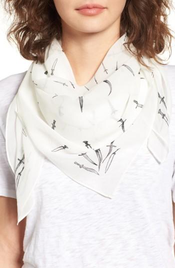 Women's Rag & Bone Dagger Print Silk Scarf, Size - White