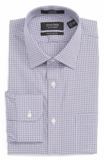 Men's Nordstrom Men's Shop Traditional Fit Non-iron Check Dress Shirt - 34 - Purple