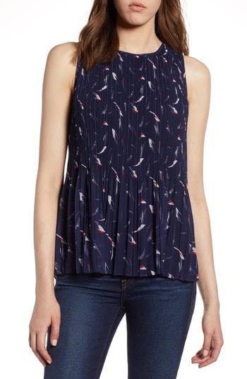 Women's Halogen Pleated Top, Size - Blue