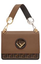 Fendi Kan I Logo Calfskin Leather Shoulder Bag - Brown