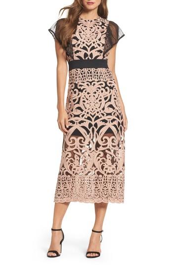 Women's Foxiedox Rosabel Embroidered Midi Sheath Dress