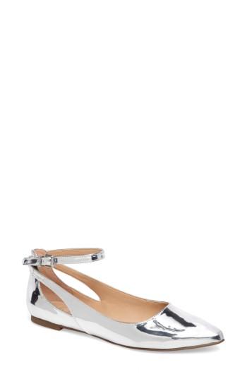 Women's Sarto By Franco Sarto Sylvia Ankle Strap Flat .5 M - Metallic