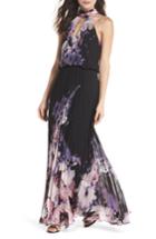 Women's Xscape Pleated Halter Neck Chiffon Gown