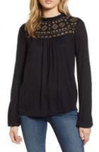 Women's Lucky Brand Embroidered Top - Black