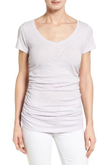 Women's Caslon Shirred V-neck Tee, Size P - Purple