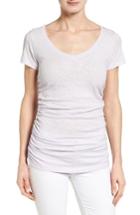 Women's Caslon Shirred V-neck Tee, Size P - Purple