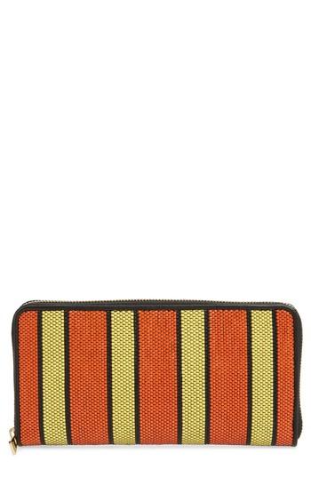 Women's Diane Von Furstenberg Raffia Continental Zip Wallet - Orange