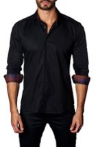 Men's Jared Lang Trim Fit Diamond Jacquard Sport Shirt, Size - Black