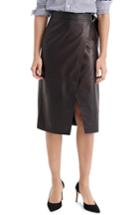 Women's J.crew Collection Leather Wrap Pencil Skirt - Black