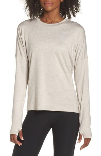 Women's Nike Dry Element Long Sleeve Top - Beige