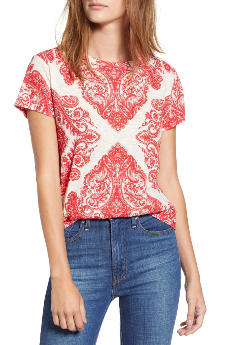 Women's Lucky Brand Bandana Print Tee - Red