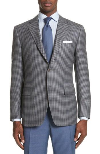 Men's Canali Classic Fit Houndstooth Wool Sport Coat Us / 50 Eu R - Blue