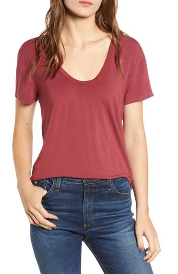 Women's Splendid Deep U-neck Tee - Red