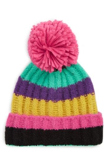 Women's Topshop Stripe Pompom Beanie -