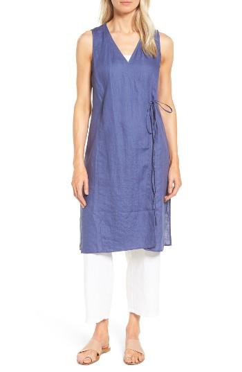 Women's Eileen Fisher Long Wrap Front Vest, Size - Blue