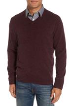 Men's Nordstrom Men's Shop Cashmere V-neck Sweater - Burgundy