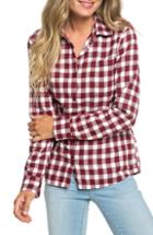 Women's Roxy Concrete Streets Check Flannel Shirt - Red