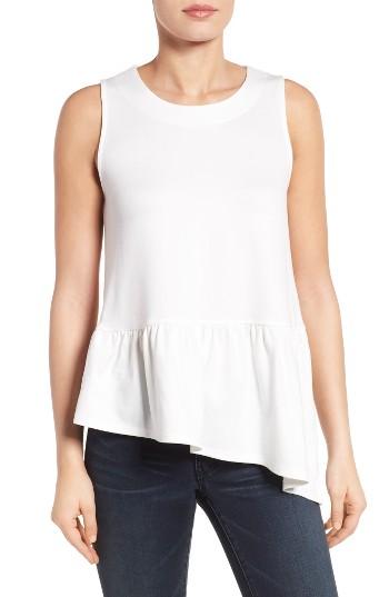 Women's Gibson Asymmetrical Ruffle Hem Top - Ivory