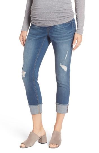 Women's 1822 Denim Destructed Maternity Crop Jeans