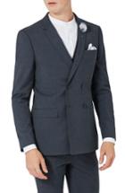Men's Topman Skinny Fit Double Breasted Suit Jacket - Blue