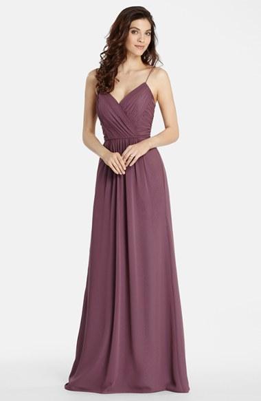 Women's Jim Hjelm Occasions Draped V-neck A-line Chiffon Gown - Purple