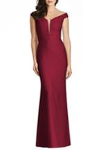 Women's Dessy Collection Off The Shoulder Crepe Gown - Burgundy
