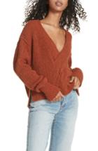 Women's Free People Coco V-neck Sweater, Size - Brown