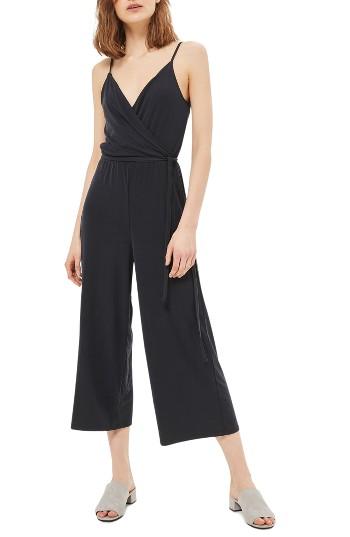 Women's Topshop Strappy Wrap Jumpsuit Us (fits Like 0) - Grey